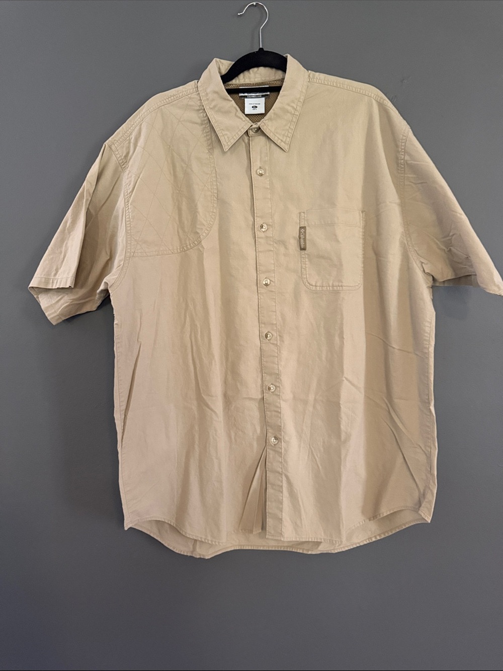 Columbia Men’s Outdoor/Fishing Button-Down Vented Shirt in Beige Cotton Sz XL - Picture 1 of 11